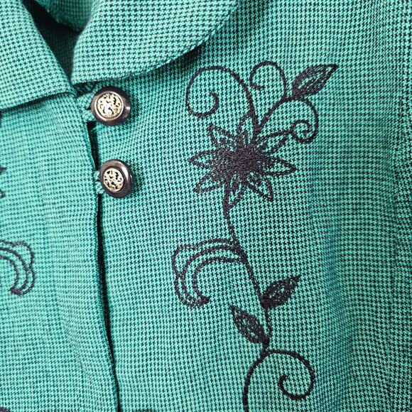 Vintage Miss Dorby Blouse Womens Sz 16P Blue Floral Glam 90s Preppy Academia - Picture 4 of 8